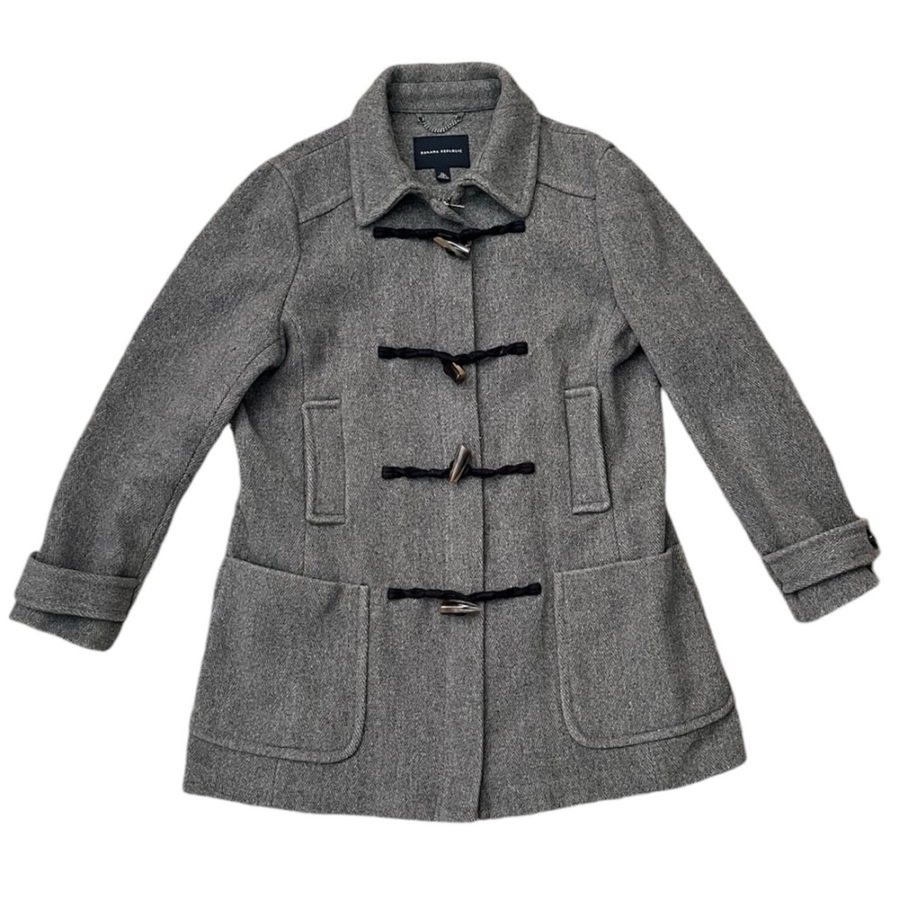 Y2K Banana Republic Wool Coat Peacoat Toggle Duffle Gray L Large XL
